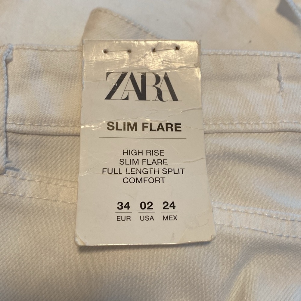 NWT Zara Super High Rise Slim Leg Flare Jeans With Split Hems, Size 2 - Picture 10 of 10
